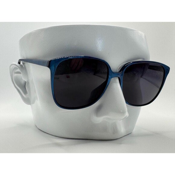 True Vintage Sunglasses | Squared Plastic Style | Blue Metallic | Grey Lens #848 - Picture 1 of 10
